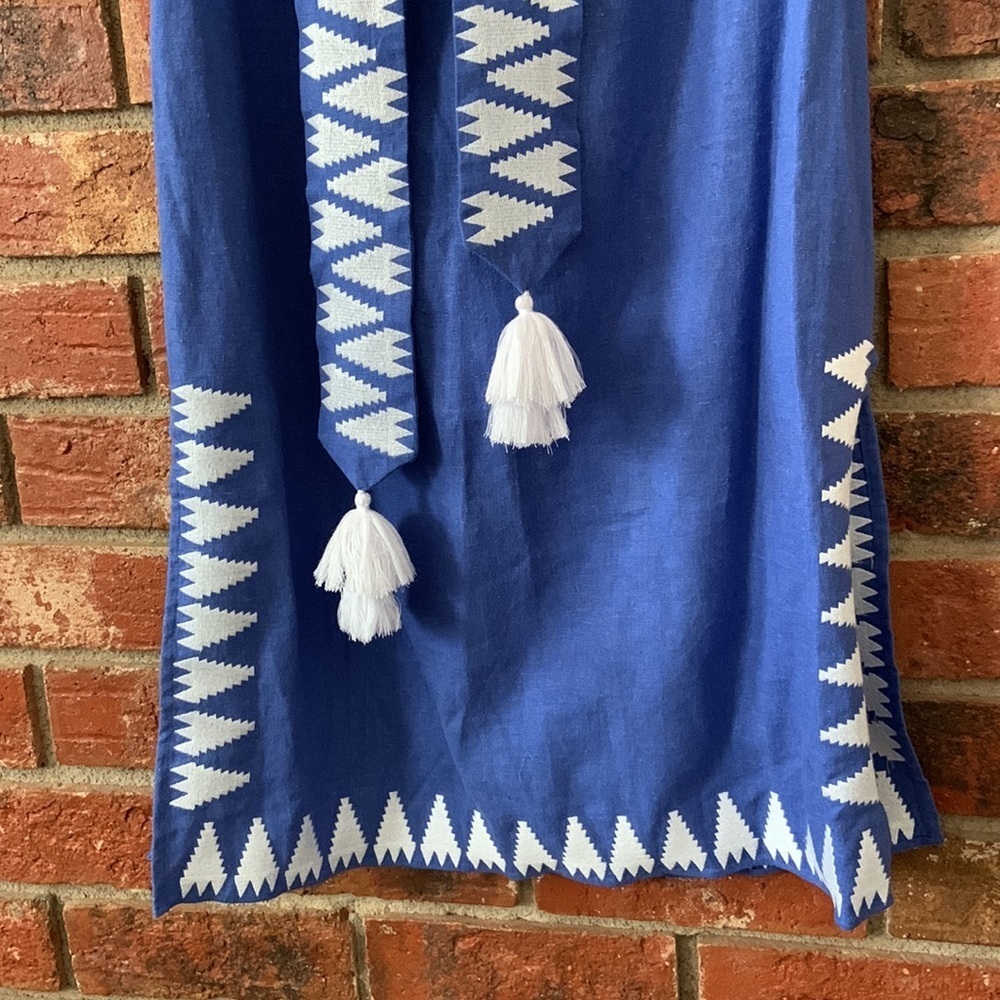 Marie Oliver Blue & White Off the Shoulder Darcy Dress - Picture 6 of 12